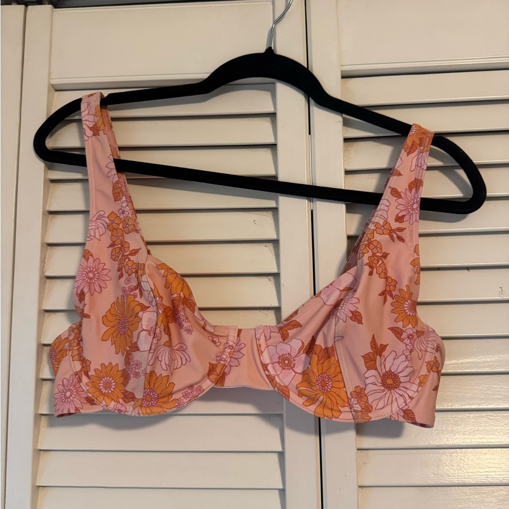 Kulani Kinis Floral Pink and Orange Bikini Top